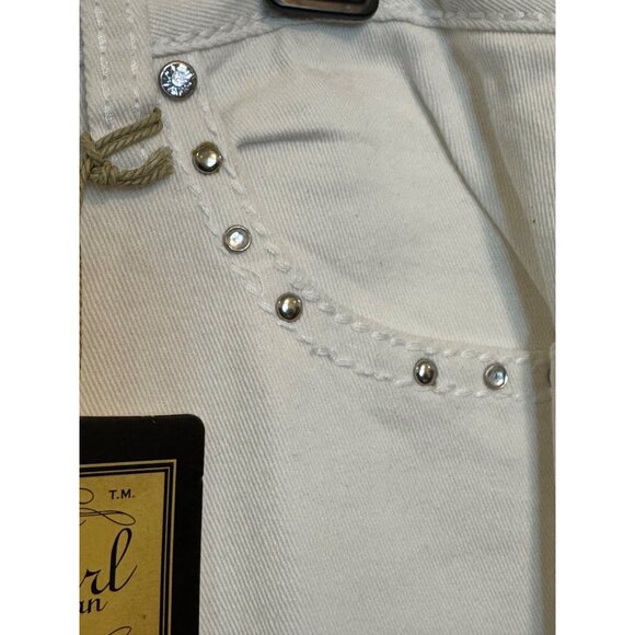 Earl Jean Womens White Bootcut Jeans Size 16 Rhinestone Detailing Cotton/Spandex - Picture 5 of 8